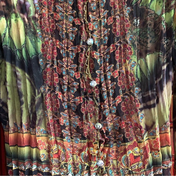 Love Amour Blouse Shirt Embroidered Multicolor Long Sleeve Button Up Size XLarge - Picture 15 of 15